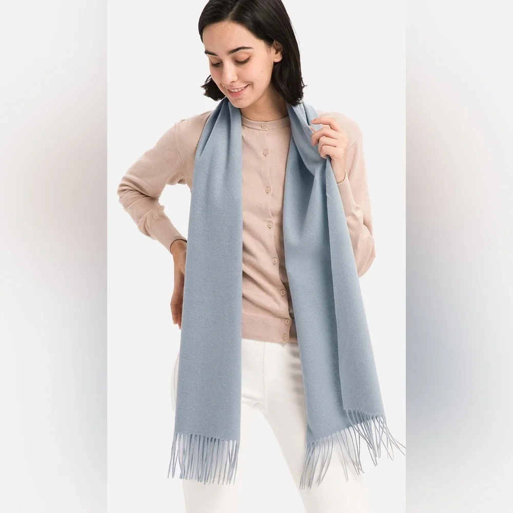 LACOSTE 100% Wool Light  Blue Large Scarf